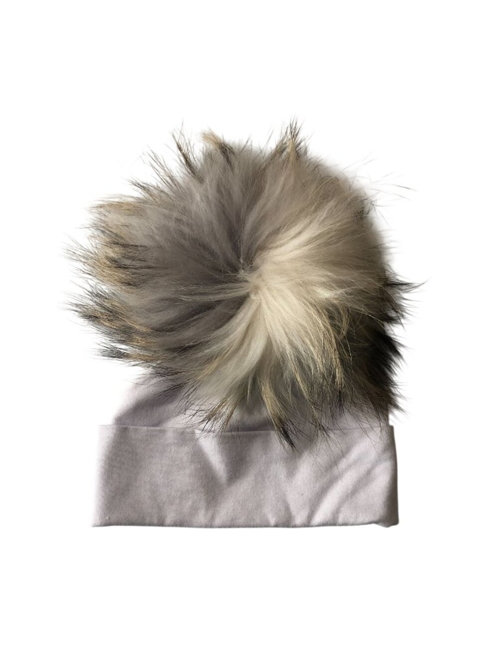 Maniere Baby Beanie Fur Pom Cotton White Size S